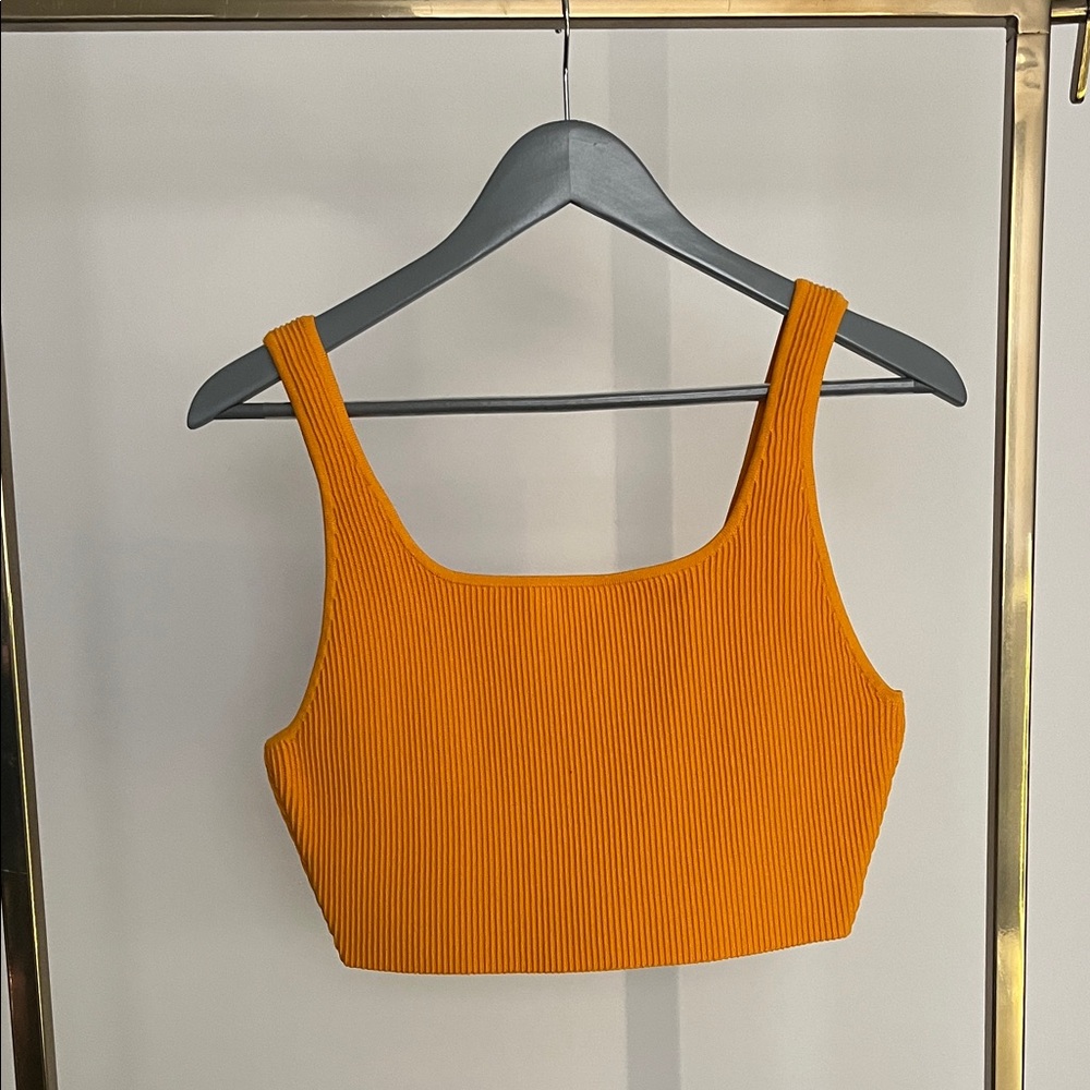 Babaton Vibrant Orange Ribbed Tank Top